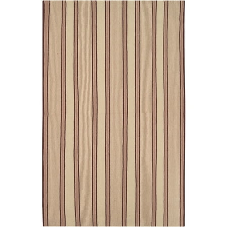 Apricot Stripe - 3.5' x 5.5' Elegant Stripes Apricot Sorbet Wool Area Throw Rug