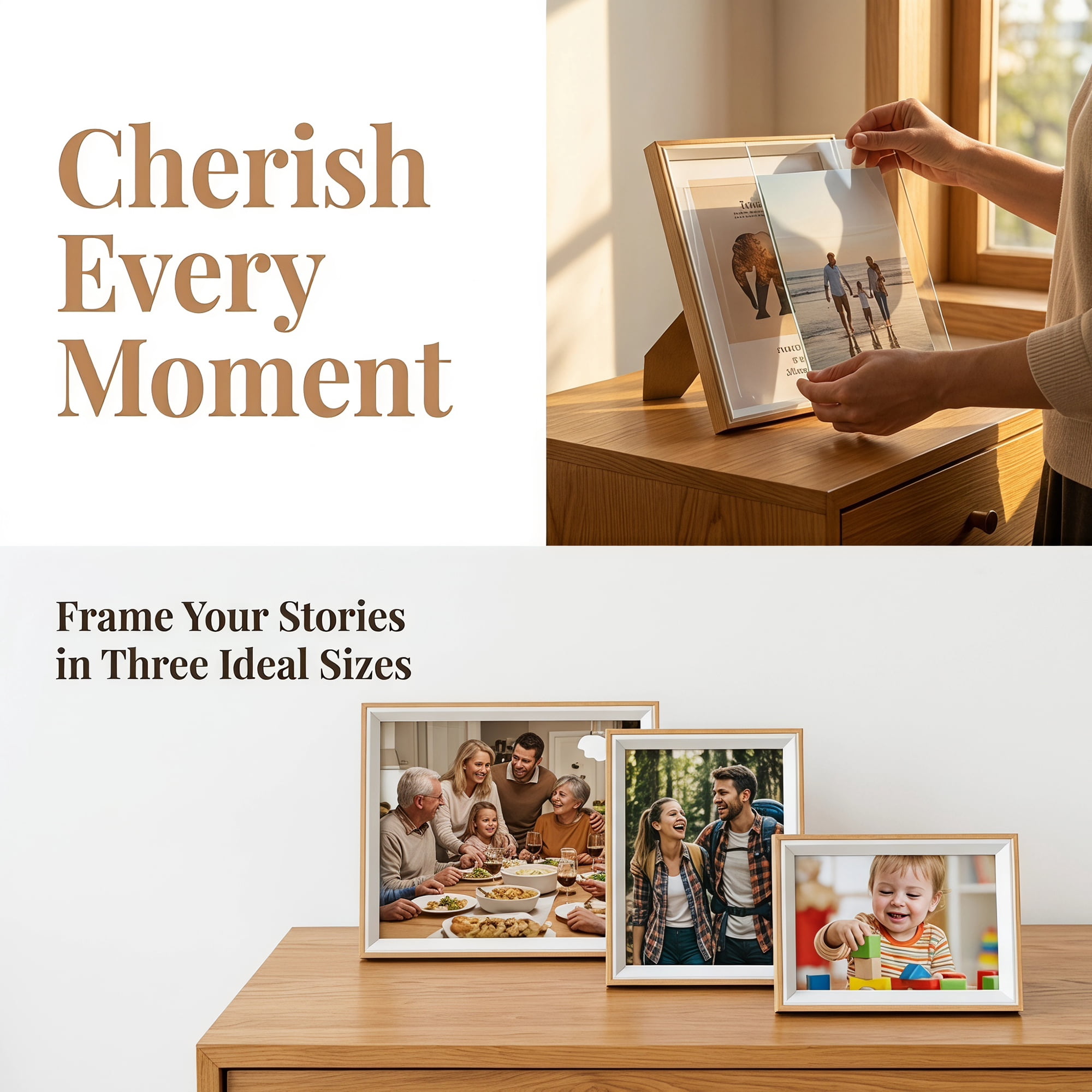 Unique Bargains Wall Mounting and Tabletop Display Photo Frame White Wood Grain 8" x 10"