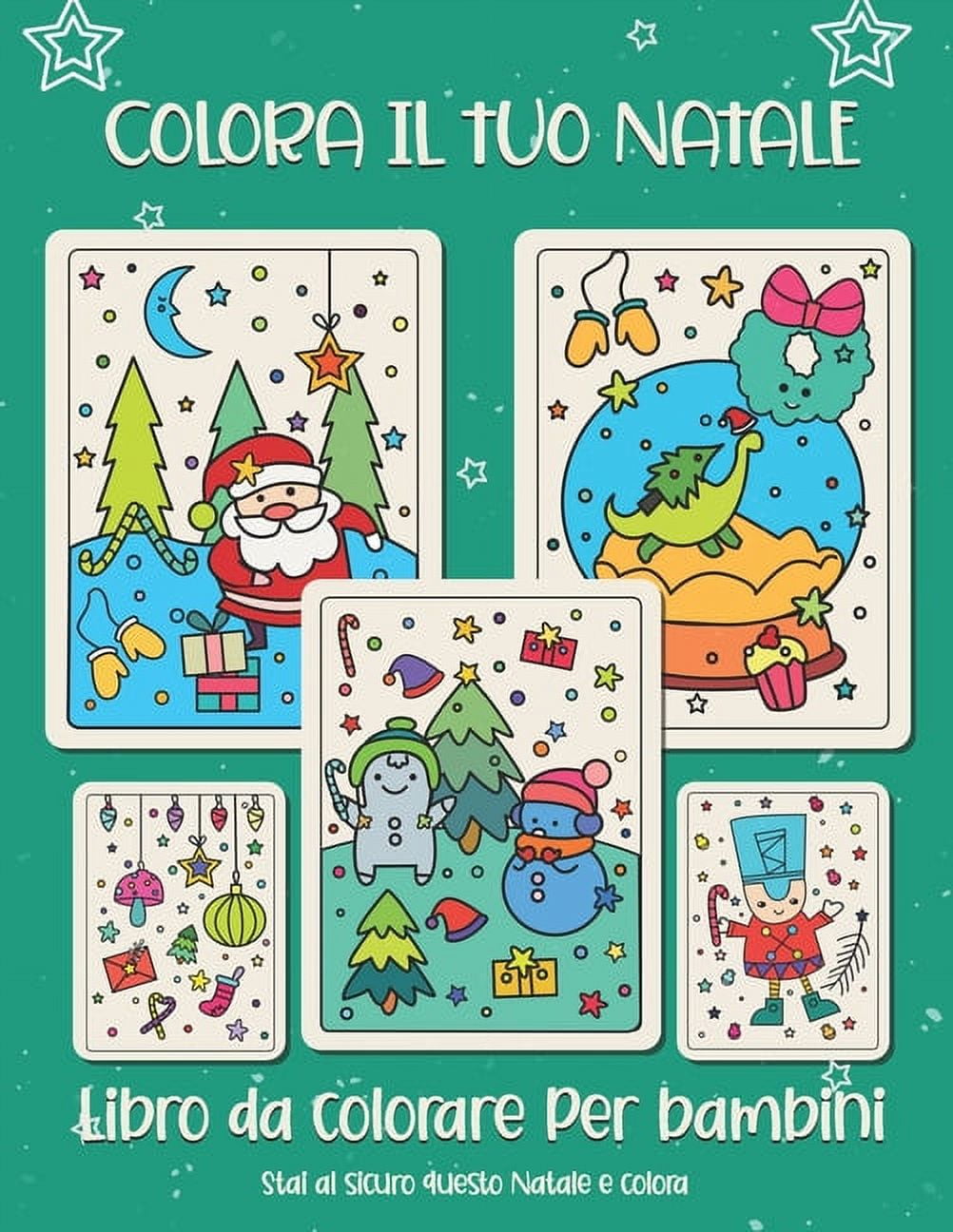 Colora il tuo Natale. Libro da colorare per bambini.: Regalo di Natale per  bambini o regalo per bambini piccoli e bambini. Buon divertimento a colorare  Babbo Natale, ornamento, slitta, stelle, animali -, image size:1002x1296