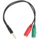 thumbnail image 1 of 1 pieza Adaptador de cable divisor de auriculares 2 en 1 4 polos 3.5 mm Auriculares de audio a 2 conectores hembra Cable de audio de 3 polos para auriculares PC, 1 of 5