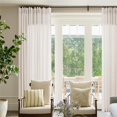 thumbnail image 2 of ASWZXCFGV Sage Green Linen Sheer Curtains 96 Inches Long Memory Shape Trained Pleated Curtain for Living Room with Hooks Rings Back Tab Pinch Pleat Drapes 96 Inch Length for Boho Bedroom, 2 of 8