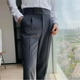 thumbnail image 4 of Dpytoraw Slim Fit Small Foot High Waist Business Solid Color Straight Leg Suit Pants Grey, 4 of 5