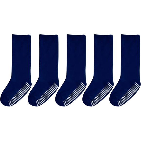 GFDYREE Knee High Socks with Non-Slip Grip Toddller Athletic Stripe Team Tube Socks Kids Boys Girls 5-Pack