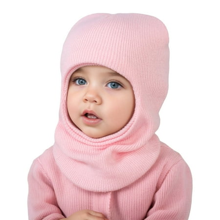 Toddler Baby Girls Boys Knitted Winter Hat with Scarf Warm Fleece Lined Hat Earflap Hood Scarves Caps Balaclava with Neck Warmer for Christmas Gifts