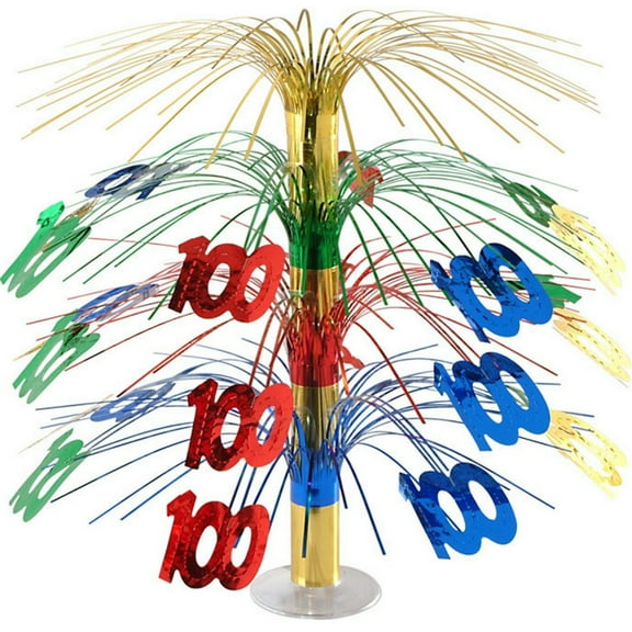 Party Central Pack of 6 Red and Blue Happy 100th Birthday Party Cascading Table Centerpieces 18"
