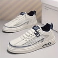 thumbnail image 3 of Men'S & Women'S Retro Sneakers - Thick Platform Sole for Height & Cushioning, Gym, Everyday Shoes - White with Navy Accents - Lightweight  Breathable Mesh Upper, Lace-Up Closure - All-Season Casual, 3 of 8