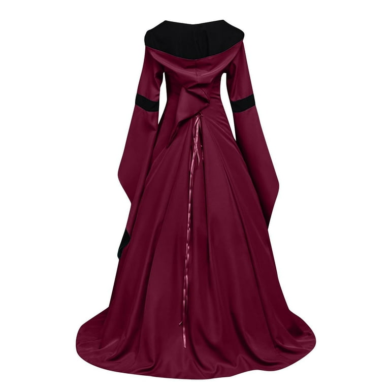 Honeeladyy Party Dresses for Women 2023 ,Women's Fashion Flare Long Sleeve  Hooded Gothic Court Drawstring Dresses #Tb-Wine-XXL - Walmart.com