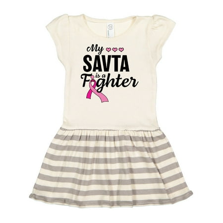 

Inktastic Breast Cancer Awareness My Savta is a Fighter Gift Toddler Girl Dress