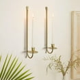 thumbnail image 5 of Metal Wall Candle Sconce Holder Set of 2 Wall Mount Candle Holders Modern Wall Candle Sconces Hanging for Living Room Farmhouse Fireplace Wedding 16.5"×5"×3" (Black), 5 of 6