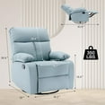 thumbnail image 2 of Swivel Rocker Recliner, Rocking Recliner Chair, Small Rocker Recliners for Small Spaces, Living Room, Bedroom, Nursery, RV, Blue, 2 of 13