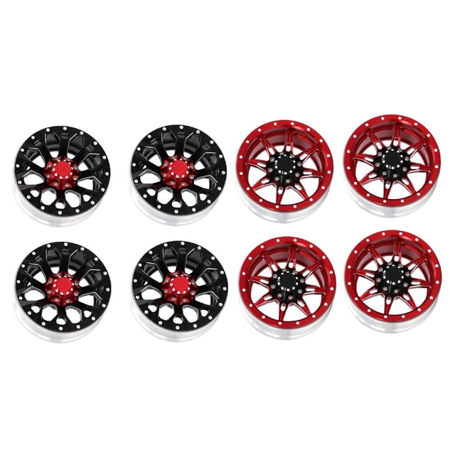 8 Pedazos Llantas de Ruedas Parte de Reemplazo para a 1.9 Pulgadas, color rojo negro perfke Llantas Beadlock Wheels