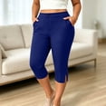thumbnail image 2 of Szhihuiw Leggings for Women Plus Size Fashion Side Slit High Waisted Capri Pants Casual Womens Trousers with Pockets, 2 of 8
