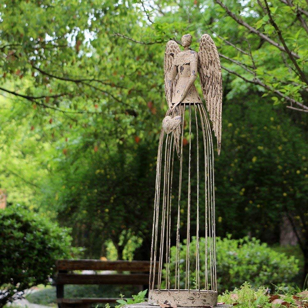 Peaceful Garden Centerpiece Sweet Cherub Angel Wall Sculpture 24" 