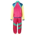 thumbnail image 6 of Adult 80s Tracksuit Retro Hop Windbreaker Disco Tracksuit Sets Colorblock Outfits Set Hot Pink M, 6 of 9