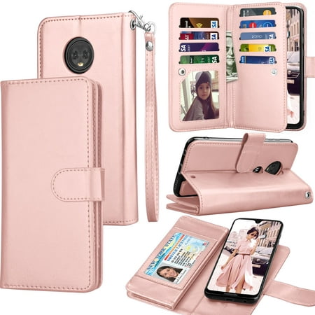 Wallet Case 2019 Moto G7 Power / G7 Plus / G7 / G7+ / G7 Supra / G7 Play, Tekcoo ID Credit Card Slots Holder Purse Carrying PU Leather Folio Flip Cover [Detachable Magnetic Hard Case] &