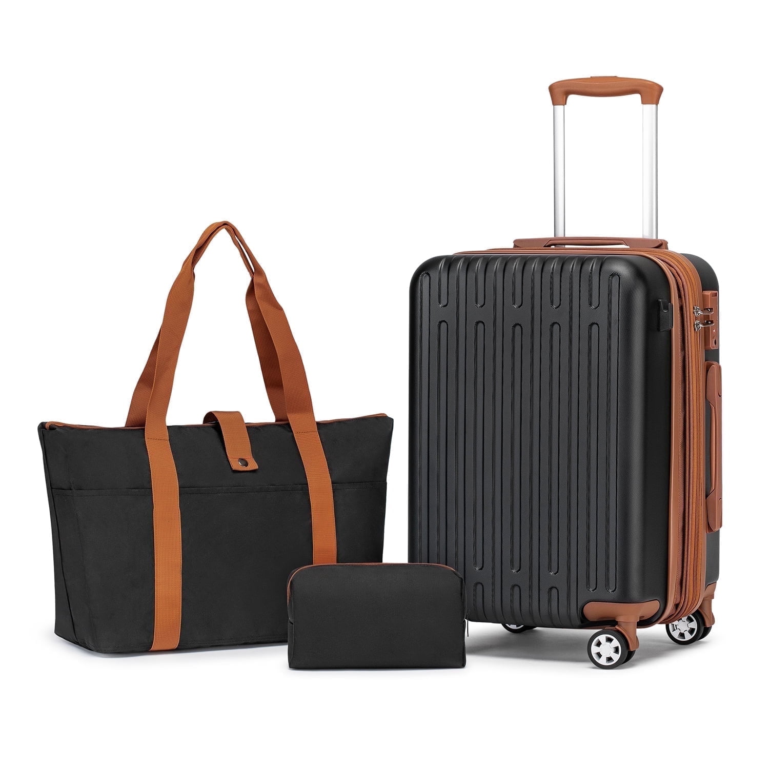 WEPLUS Hardside Carry on Luggage 3 Piece Luggage Sets TSA Lock Spinner Wheels 20" Suitcase with Cup Holder