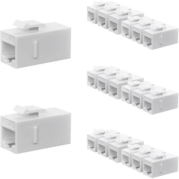 RiteAV - RJ45 Cat6 Keystone Coupler Female to Female Cat6 Keystone Jack, UTP Keystone Coupler Insert,Keystone Jack, White (25, White)