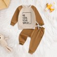 thumbnail image 2 of mgoYE Baby Boy Clothes 12-18 Months Toddler Baby Boy Clothes Letter Print Long Sleeve Sweatshirt Pullover Tops and Jogger Pants Cute Fall Winter Outfit(Brown,18-24 Months), 2 of 7