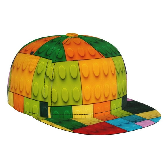 Hirioo Colorful Building Blocks for Baseball Cap Men Cap Flat Brim for Men Women Teens Adjustable Baseball Cap