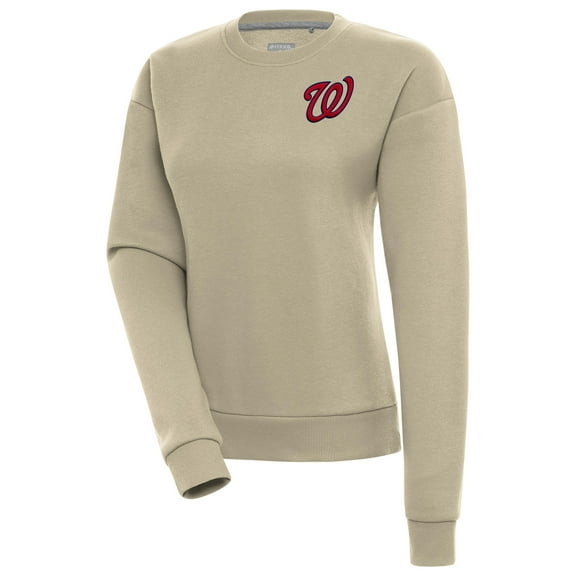 Women's Antigua Khaki Washington Nationals Victory Pullover Sweatshirt