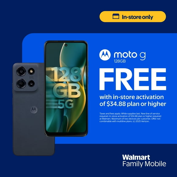 Walmart Family Mobile Motorola moto g 2025, 5G, 128GB, Gray - Prepaid Smartphone [Locked to Walmart Family Mobile]
