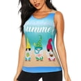 thumbnail image 1 of Balery Hello Summer Gnome 1 Camiseta sin mangas estampada ligera para mujer, tops de entrenamiento sin mangas, camisetas de yoga transpirables de secado rápido.-XX-Large, 1 of 7