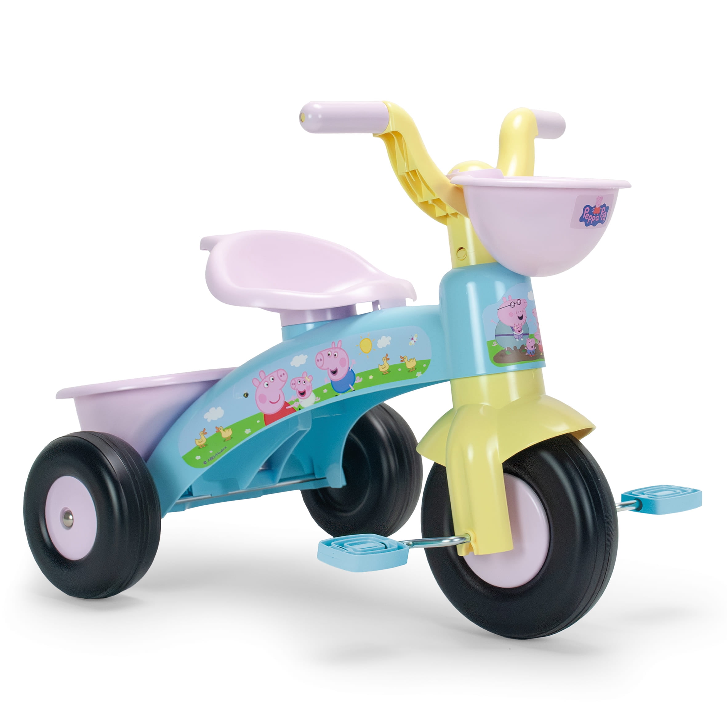 Peppa Pig Toddler Tricycle with Front and Rear Baskets, First Ride-On Bike for Kids