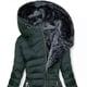 thumbnail image 3 of 2024 Plush Hoodie Medium Long Slant Zipper Cotton Jacket for Women 9060, 3 of 5