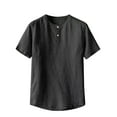 thumbnail image 2 of WREESH Men's Henley Tee Summer Casual Solid Color Short Sleeve Shirts with Slim Fitting Black, 2 of 5