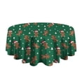 thumbnail image 5 of Green Christmas Gingerbread Man Pattern Round Tablecloth 60"x60",Wrinkle Wipeable Table Cloth for Kitchen Dining Room Picnic Patio Party, 5 of 6