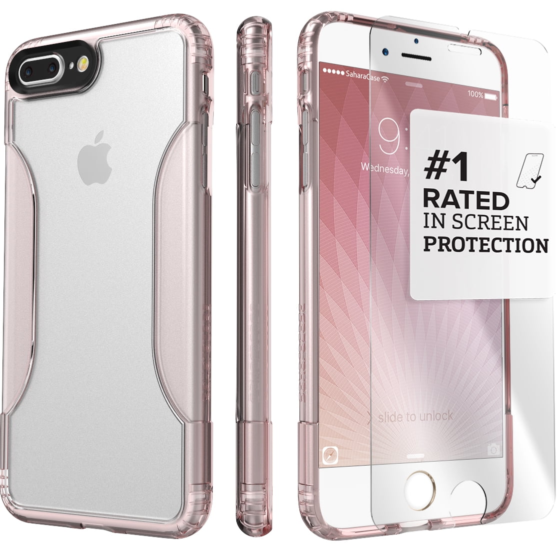 Slim Fit Aqua Teal Shockproof Bumper SaharaCase Protective Kit Bundle with Rugged Protection Anti-Slip Grip iPhone 8 Case and 7 Case ZeroDamage Tempered Glass Screen Protector