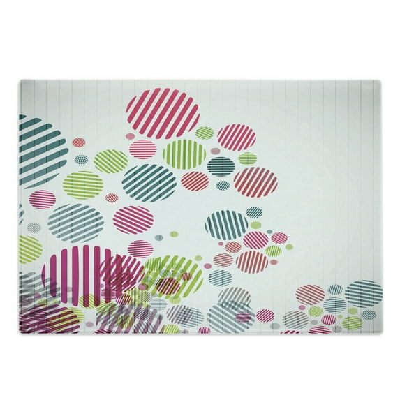Colorful Cutting Board, Abstract Pattern with Striped Different Colored Spots Dots Cheerful Fun, Decorative Tempered Glass Cutting and Serving Board, Large Size, Multicolor, by Ambesonne