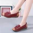 thumbnail image 2 of Bowknot Leather Loafers for Women Lightweight Walking Flats Comfortable Wide Toe Box Non Slip Work Shoes Red Size 8.5, 2 of 4