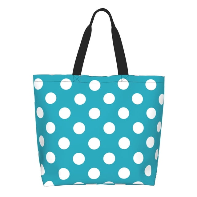 Easygdp Sky Blue And White Polka Dot Bolsas Tote para Mujer, Bolsos de Hombro para Viaje, Bolsos de Mano de Gran Capacidad para Compras y Trabajo