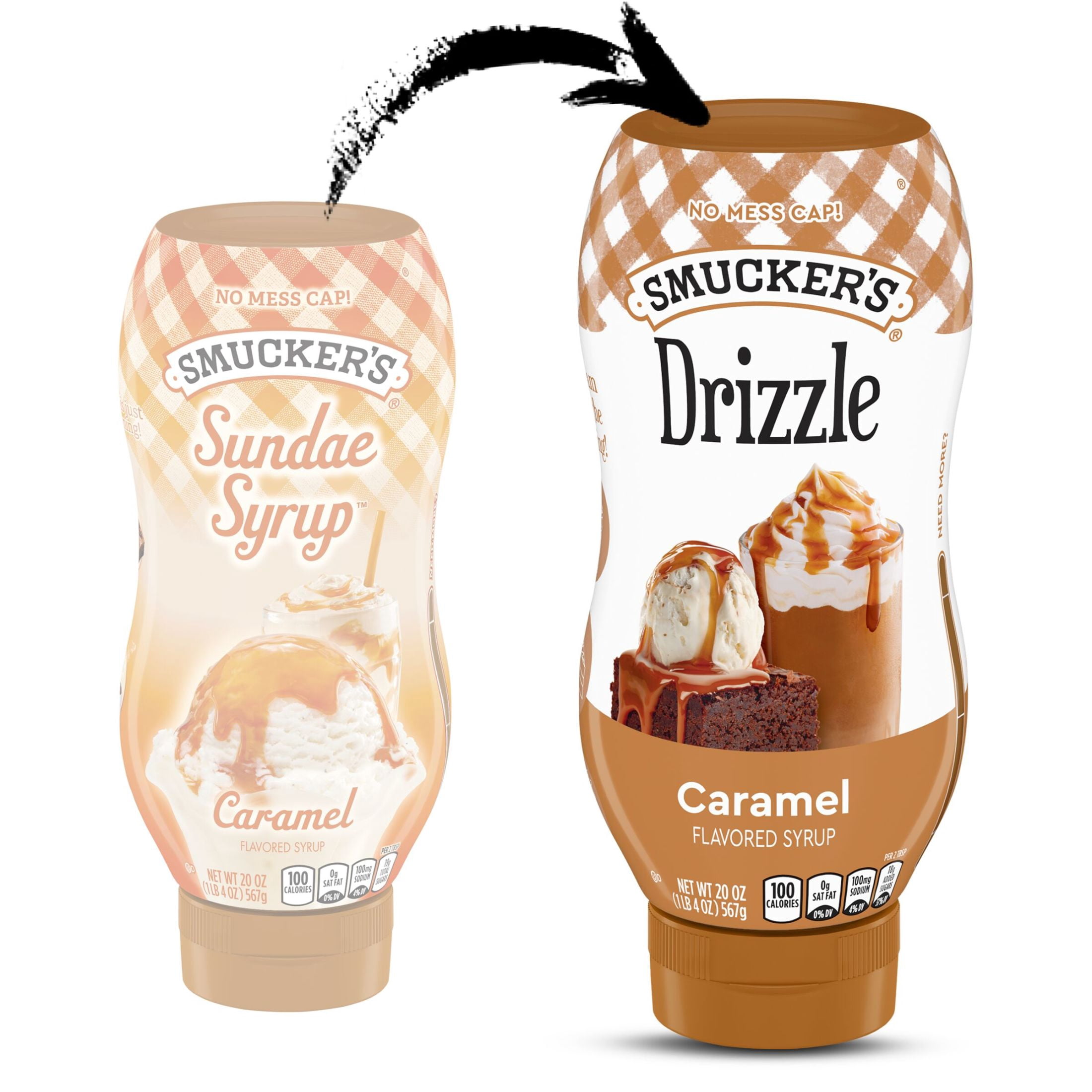 (2 pack) Smucker's Drizzle Caramel Artificially Flavored Syrup, 20 oz Squeezable Bottle