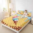 thumbnail image 3 of Castle Fairy Baseball Sport King Sheets 4pcs, Blue Ice Cream Drip Bedding, Brown Pink Yellow,1 Fitted Sheet, 1 Flat Sheet and 2 Pillowcases, 3 of 6