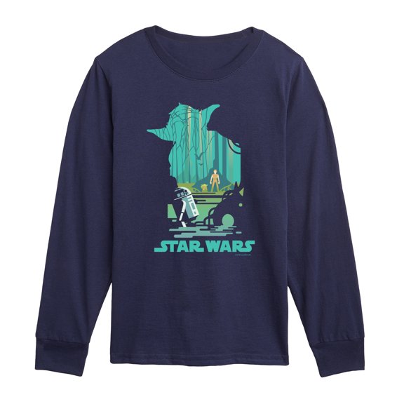 Star Wars - Yoda Silhouette Scene - Youth Boys Long Sleeve Graphic T-Shirt