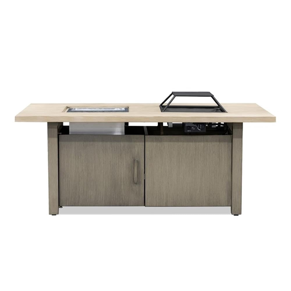 Greemotion Bordeaux Natural Finish Metal Outdoor Fire Pit Table Grill