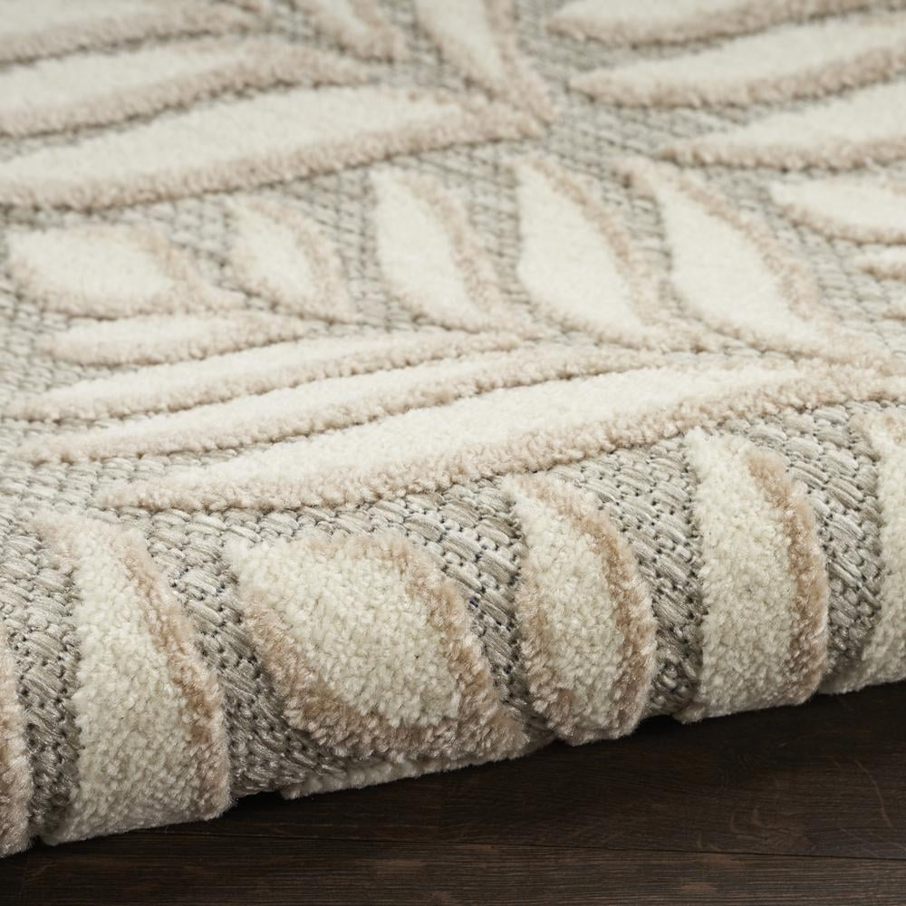 Nourison Aloha Tropical Palm Flatweave High-Low Indoor Outdoor Area Rug Ivory Grey 2'8" x 4'