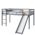 thumbnail image 5 of Leumius Twin Low Loft Bed with Slide, Ladder, Safety Guardrails, Rubber Wood Twin Loft Bed for Boys Girls Grey, 5 of 9