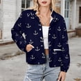 thumbnail image 3 of Jackets for Women Winter Coat Jackets Flannel Stand Collar Jacket(Anchor Pattern,Size:S-4XL), 3 of 7