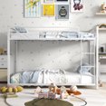 thumbnail image 2 of Gymax Twin Over Twin Low Metal Bunk Bed with Ladder Guardrails for Teens Adults White, 2 of 10