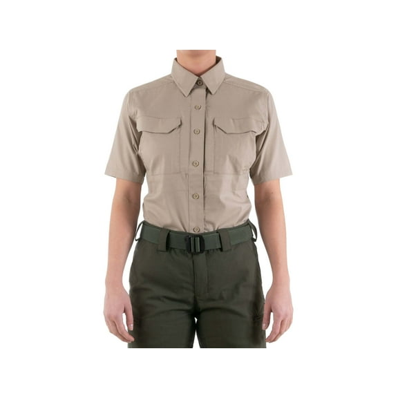 First V2 Short Sleeve Shirt - Womens, Khaki, Large