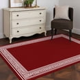thumbnail image 4 of Red Geometric Large Area Rugs for Bedroom Living Room, Soft Non Slip Carpet Bedside Rug, Country Farm Traditional Chinese Tile Rectangular Floor Cover Kitchen Accent Rug 2.7'x5' for Office, 4 of 9