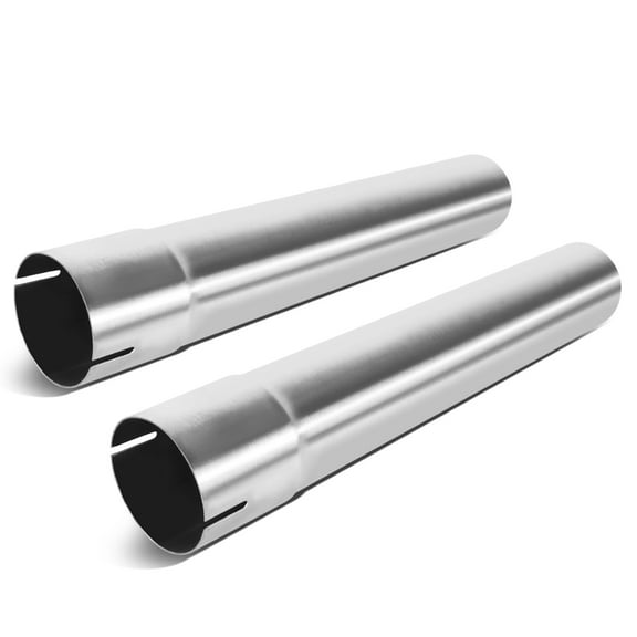 DNA Motoring 2Pcs 2.5" Custom 18" L Polished Stainless Steel Straight Exhaust Pipe Tube