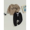 thumbnail image 3 of xiaxaixu 2Pcs Baby Boy Fall Outfits Long Sleeve Letter Print Sweatshirt + Pants Set Toddler Clothes, 3 of 8
