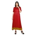 thumbnail image 4 of Moomaya Solid Casual Cotton Dress For Women A-Line Long Maxi Kurti Women Tunic, 4 of 5
