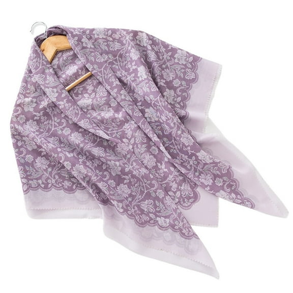 Flower Print Hijab Laser Cut Edge Headscarf Premium Cotton Voile Soft Fashion Square Scarf