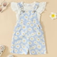 thumbnail image 2 of Fsqjgq Fall Outfits for Girls Cute Girls Clothes Outfits Cute Baby White Flying Sleeve T Shirt + Suspenders Flower Print Set for Baby Girls Comfy Clothing Sets Baby Girl Outfits Kids Sets Size 4, 2 of 9