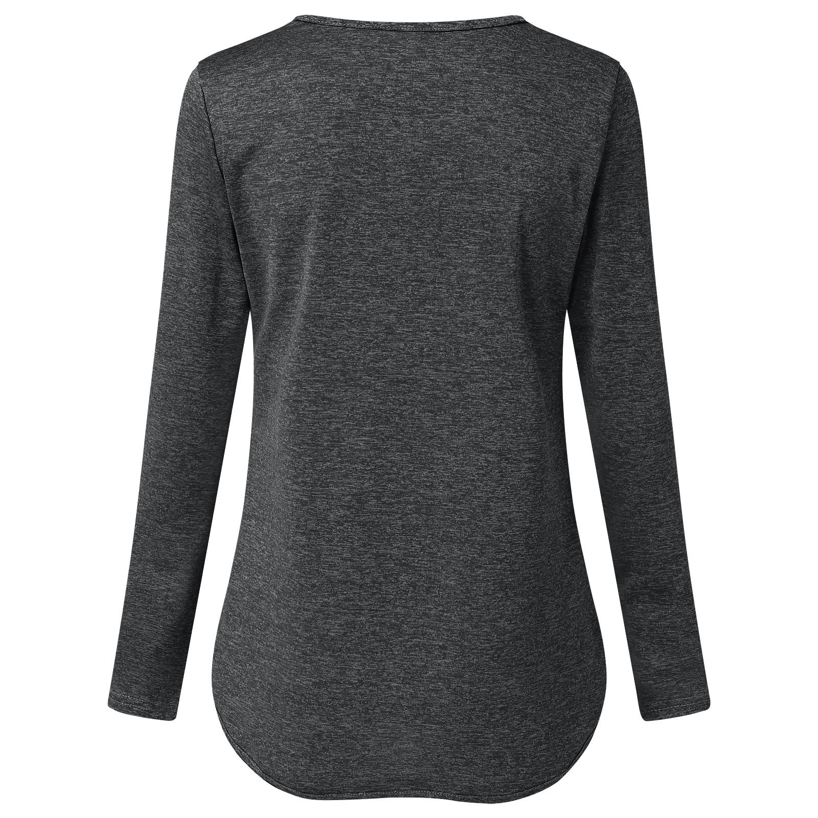 OFEEFAN Plus Size Women's Long Sleeve Tunic Top - Ruffle Sleeve T-Shirt For Fall, Dark Grey, 3XL - View #3